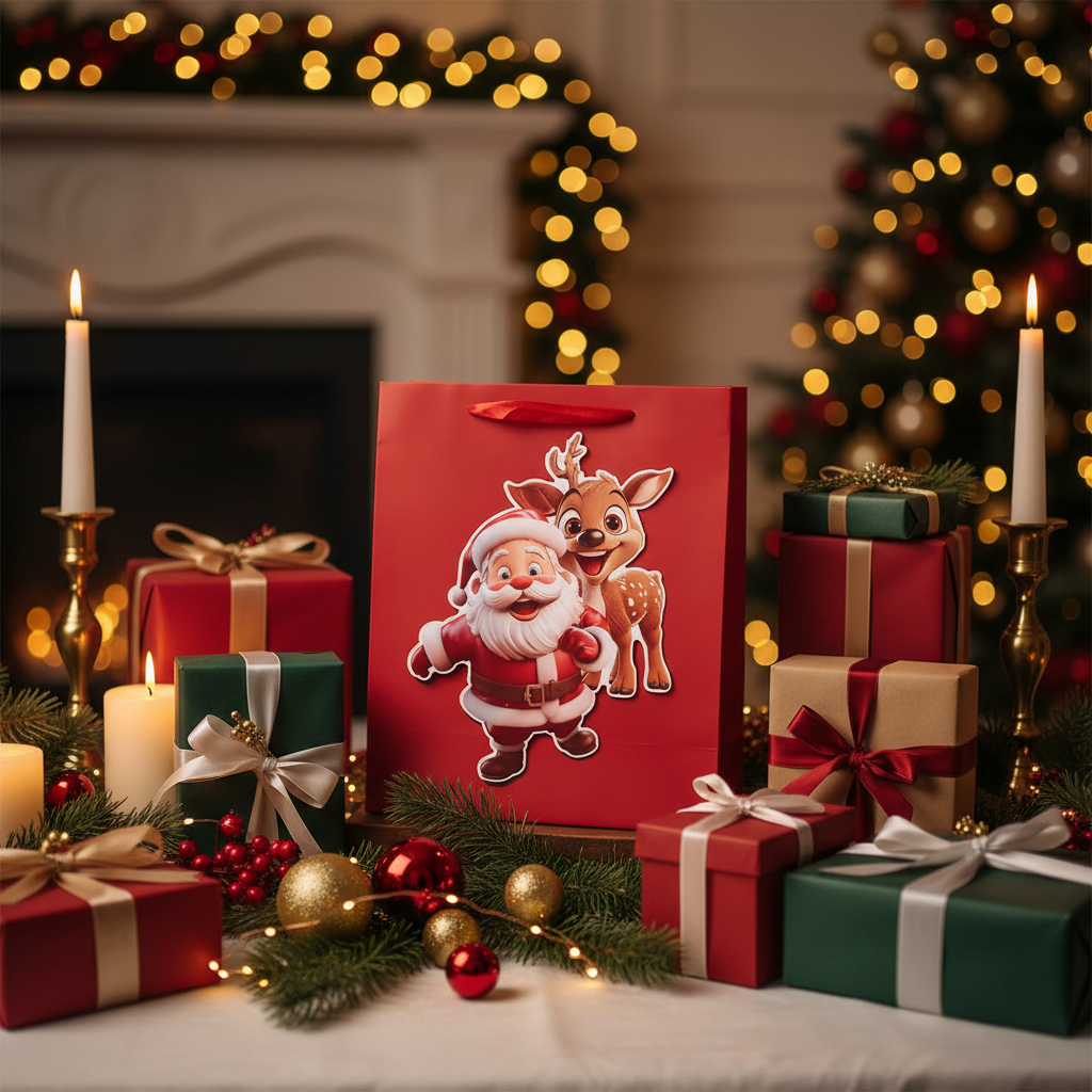 Tulip Gift Bags Santa & Reindeer Medium | Merthyr Tydfil | Why Not Shop Online