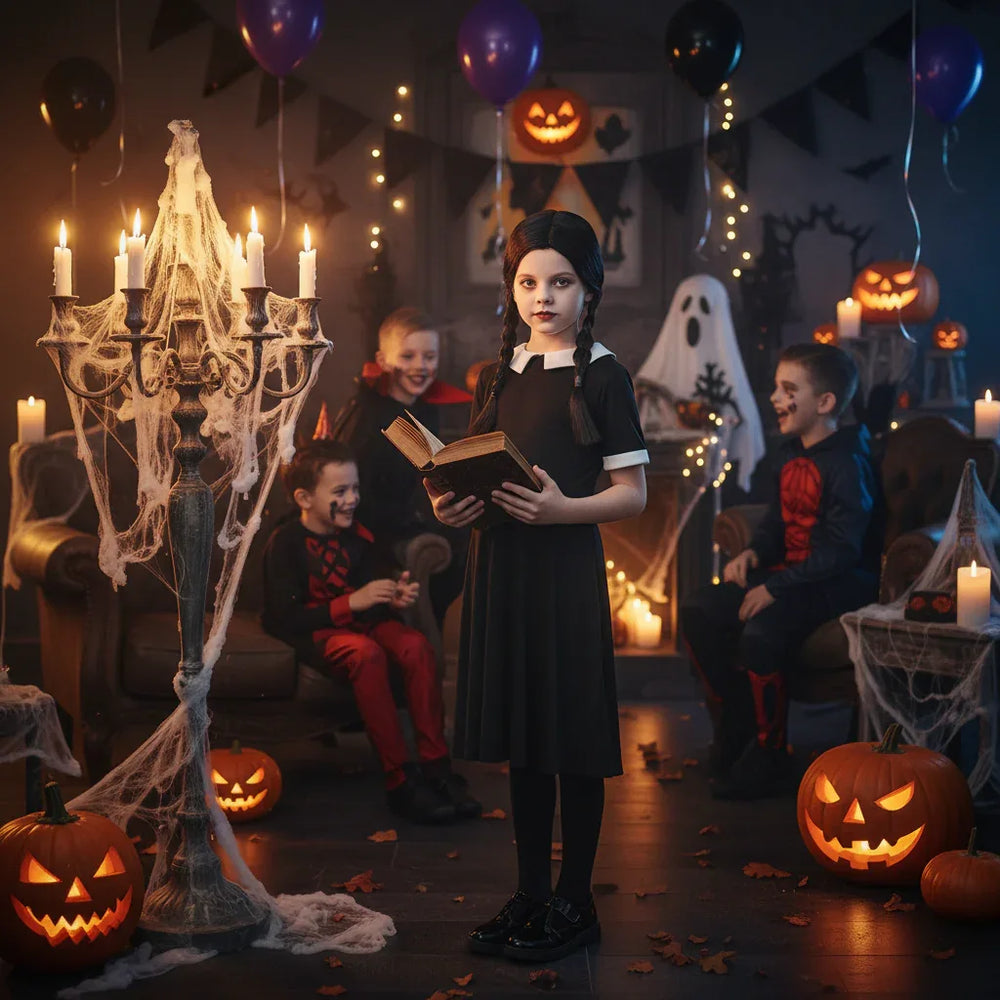 Wicked Costumes Girls Wednesday Addams Dress & Plaited Wig Set - Why Not Shop