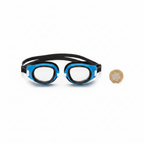 Osprey Kids Swimming Goggles flat lay beside a £1 coin showing product scale on white background