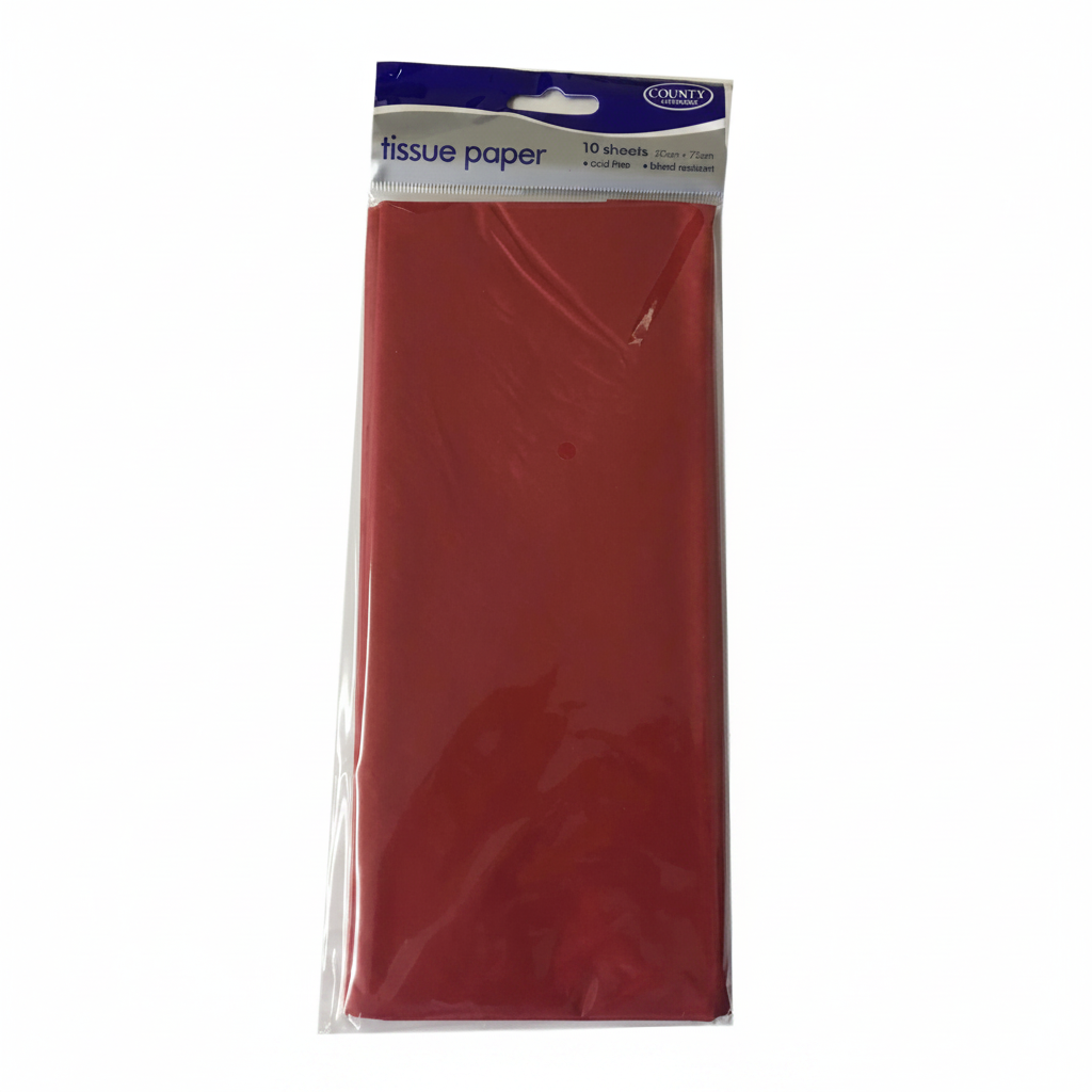 Red tissue paper 10 sheets pack on white background studio shot