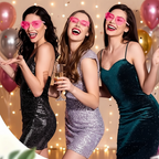 Woman wearing pink heart shaped fashion glasses celebrating at a birthday party - Why Not Shop