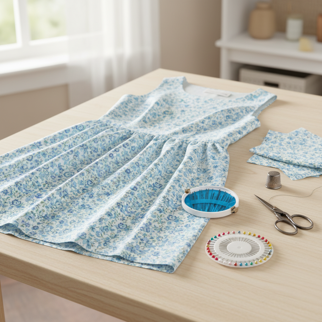 Beautifully finished sewing project showing the outcome of using the Sewing Box pins and needles set