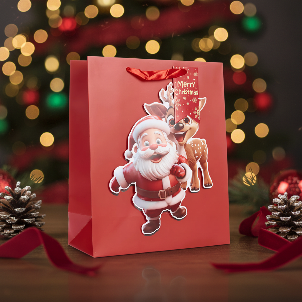 Tulip Gift Bags Santa & Reindeer Medium | Merthyr Tydfil | Why Not Shop Online