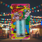 Joke Black Eye Viewer prank toy on vibrant carnival funfair background