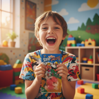 Child laughing and holding Joke Soap Sweets Pack of 3 novelty prank gift