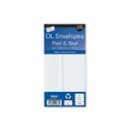 Tallon White DL Peel & Seal Envelopes 25 Pack on pure white background, studio hero shot