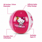 Hello Kitty pink beach ball 20 inch feature infographic showing key product callouts