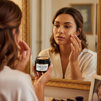 Woman applying Leichner Camera Clear Tinted Foundation Blend of Rose in a candid beauty moment