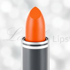Extreme macro close-up of Laval Honey Bun 34 orange lipstick bullet showing creamy velvety texture