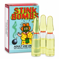 Funnyman Jokes Stink Bombs teal box with three sealed glass ampoules on a white background