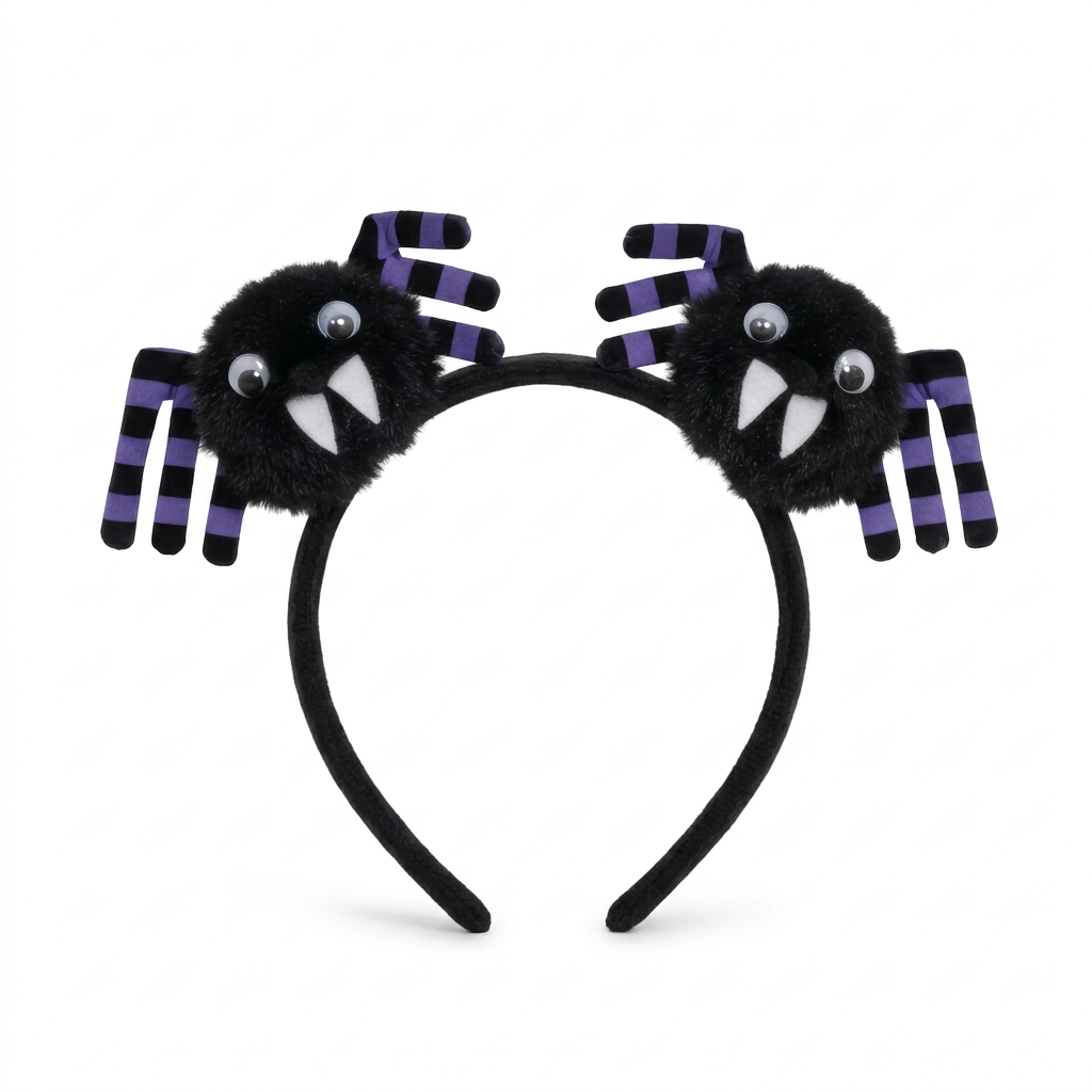 Black and purple twin spider headband shown alone on a white background
