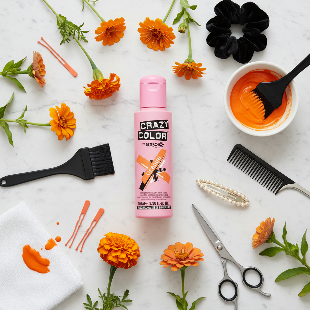 Crazy Color Orange Hair Dye - Flat Lay Lifestyle