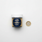 La Riche Directions Midnight Blue Hair Dye 88ml tub beside a £1 coin showing product scale on white background
