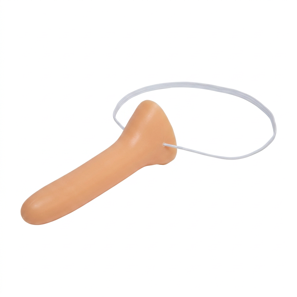 Funny Long Nose Liar peach novelty nose with white elastic on a white background