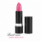 Laval Lipstick Candy Sizzle 07 matte black tube on pure white background, studio hero shot