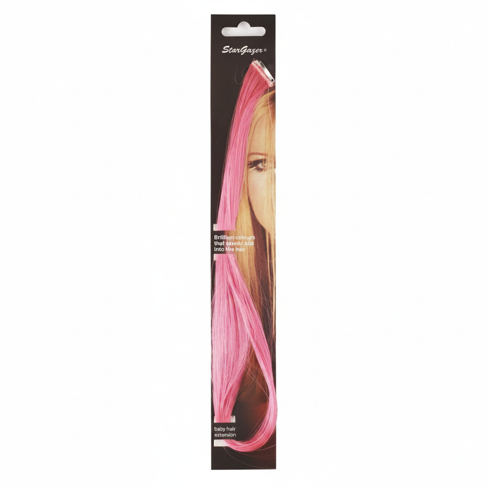 Stargazer Baby Hair Extension Hot Pink in retail packaging on a pure white background, Amazon hero shot