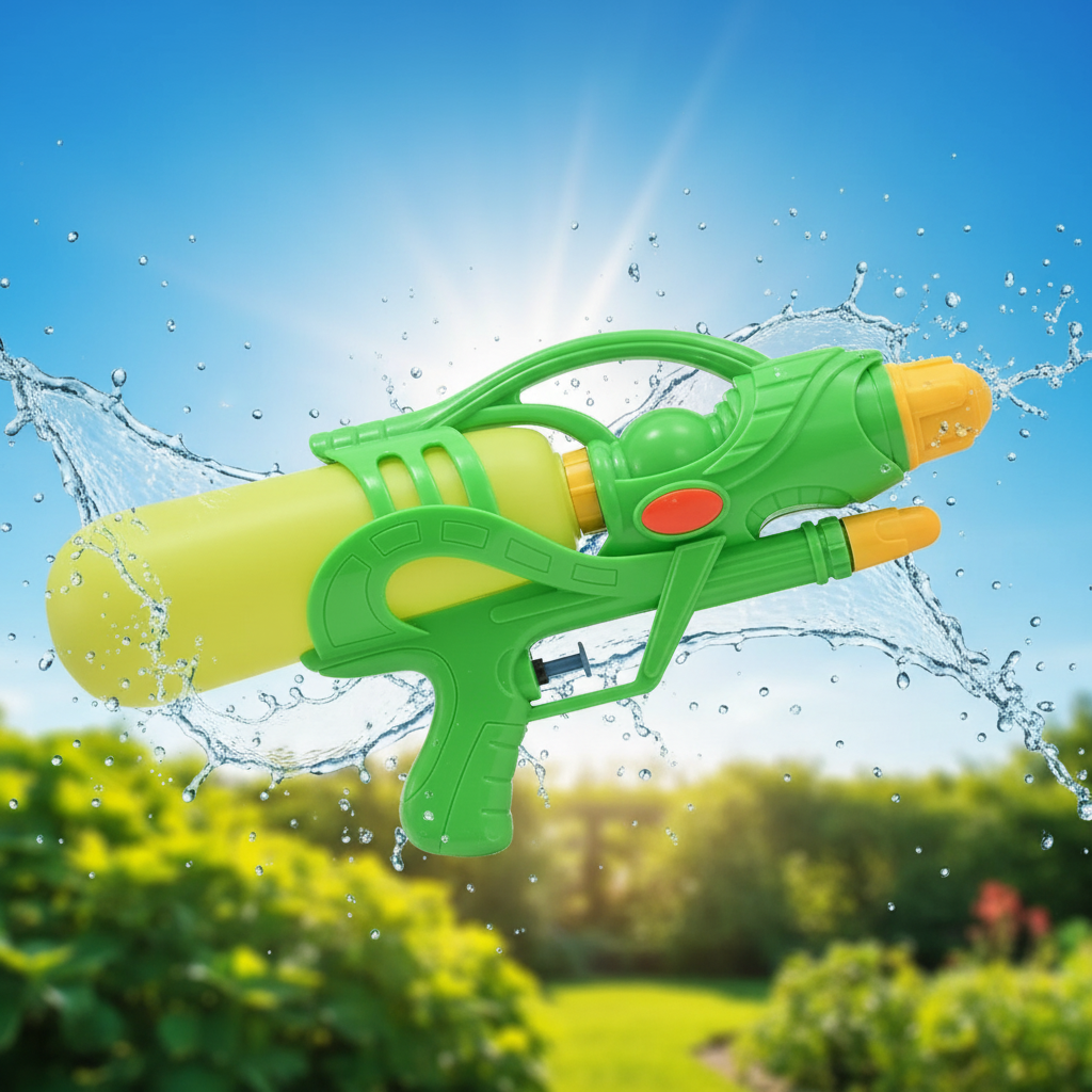 Hydrostorm Water Gun 28cm with summer water splash background - Why Not Shop