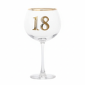 Art Deco 18th Birthday Gin Glass on pure white background, centred studio shot showing gold Art Deco detailing