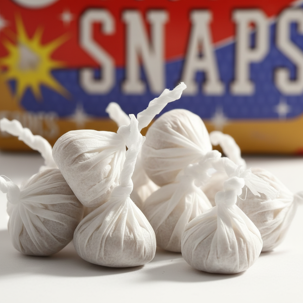 Extreme macro close-up of Fun Snaps throwdown paper twist capsules showing texture and craftsmanship, raking side light with soft bokeh background