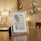 Milestones silver 40th birthday photo frame 4x6 with elegant bokeh background