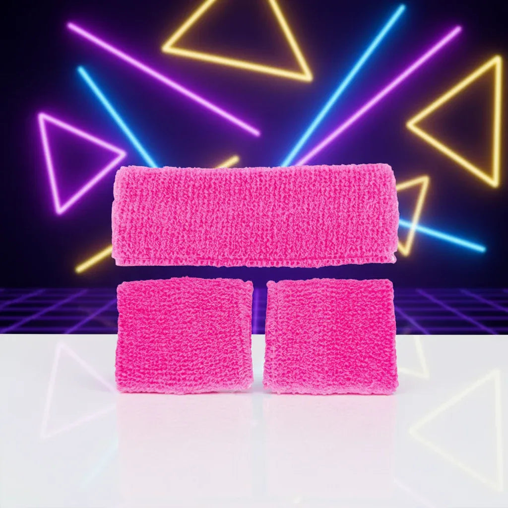 Wicked Costumes Neon Pink 80's Sweatband & Wristbands Set - Retro Fitness - Why Not Shop