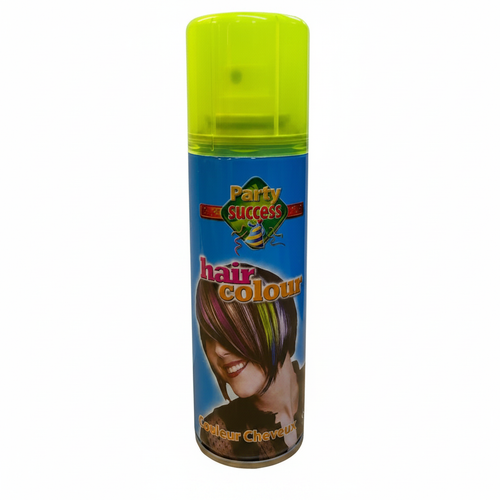 Party Success Fluorescent Yellow Hair Colour Spray 125ml on pure white background, studio hero shot
