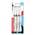 Swift Assorted Colour Whiteboard Markers 3 Pack on pure white background - Amazon hero shot showing black, blue and red cap markers in retail packaging