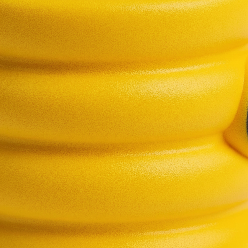 Extreme macro close-up of the soft amber yellow foam ribbed texture of the Squishy Pop Up Beehive squishy toy