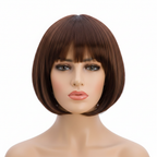 Diva brown bob wig on pure white background — studio hero shot, Amazon/eBay compliant