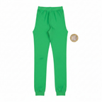 Men's bright green elf tights flat lay with £1 coin for scale on white background