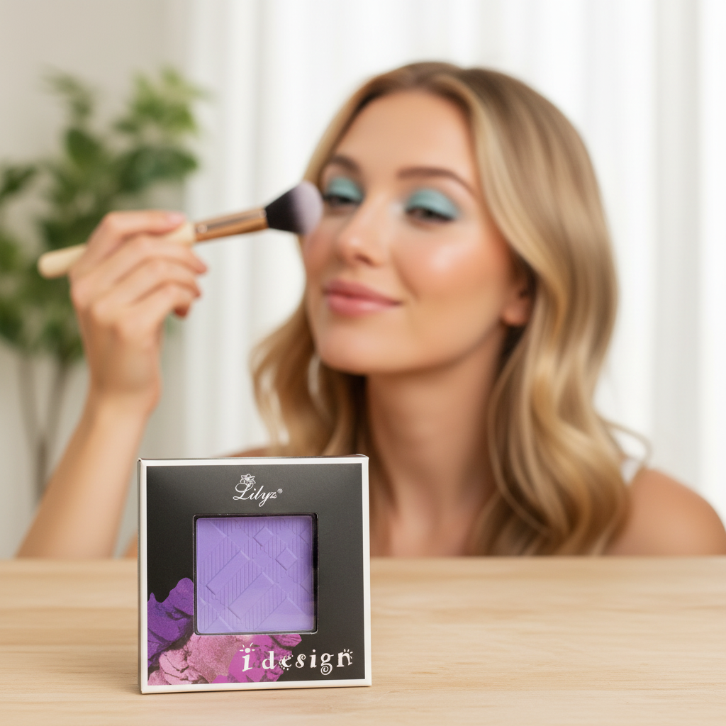 Woman applying Lilyz Eyeshadow Mono Baby Blue for a fresh feminine daytime look