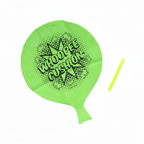 Neon lime green whoopee cushion 16.5cm with black starburst graphic on pure white background, studio hero shot