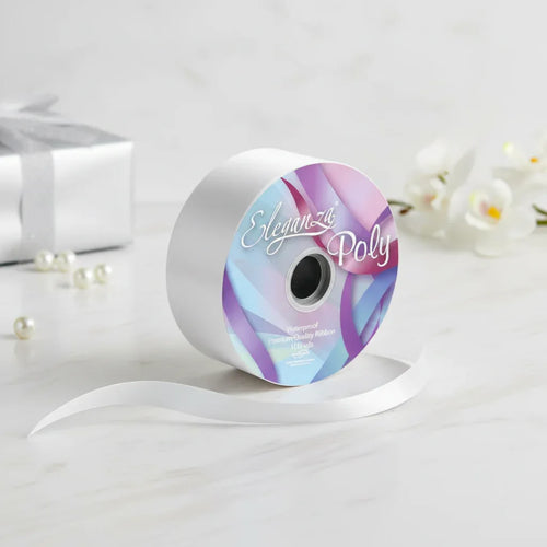 Eleganza Poly Ribbon 50mm x 91m (100yds) White - Why Not Shop