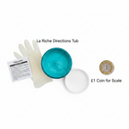 La Riche Directions Turquoise Hair Dye 88ml tub beside a £1 coin showing product size and scale