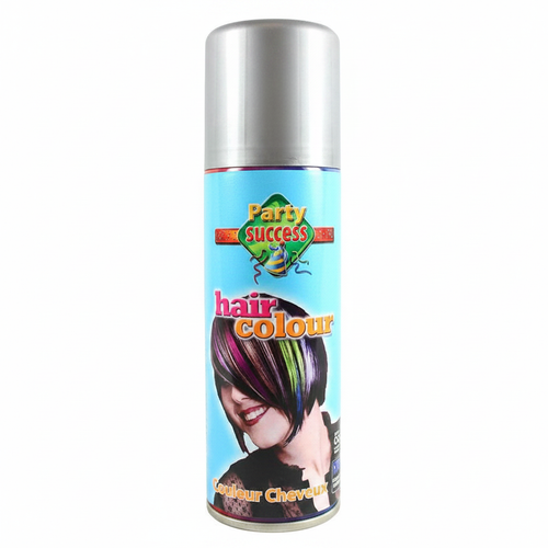 Party Success Silver Temporary Hair Colour Spray 125ml on pure white background, Amazon and eBay compliant hero shot