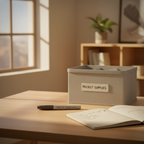 Swift permanent marker on a tidy home office desk at golden hour — aspirational organisation and productivity lifestyle scene