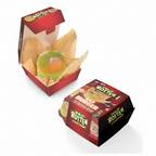 Spoiled Rotten Bad Burger squishy squeeze toy with crimson red burger box on white studio background