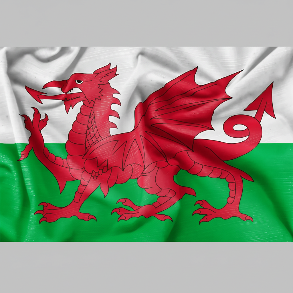 Ultra Heavy Duty Welsh Flag 3ft x 2ft with vibrant red dragon on white and green background