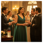 Woman radiating confidence at an elegant social occasion wearing Taylor of London Chique cologne, outcome lifestyle photography