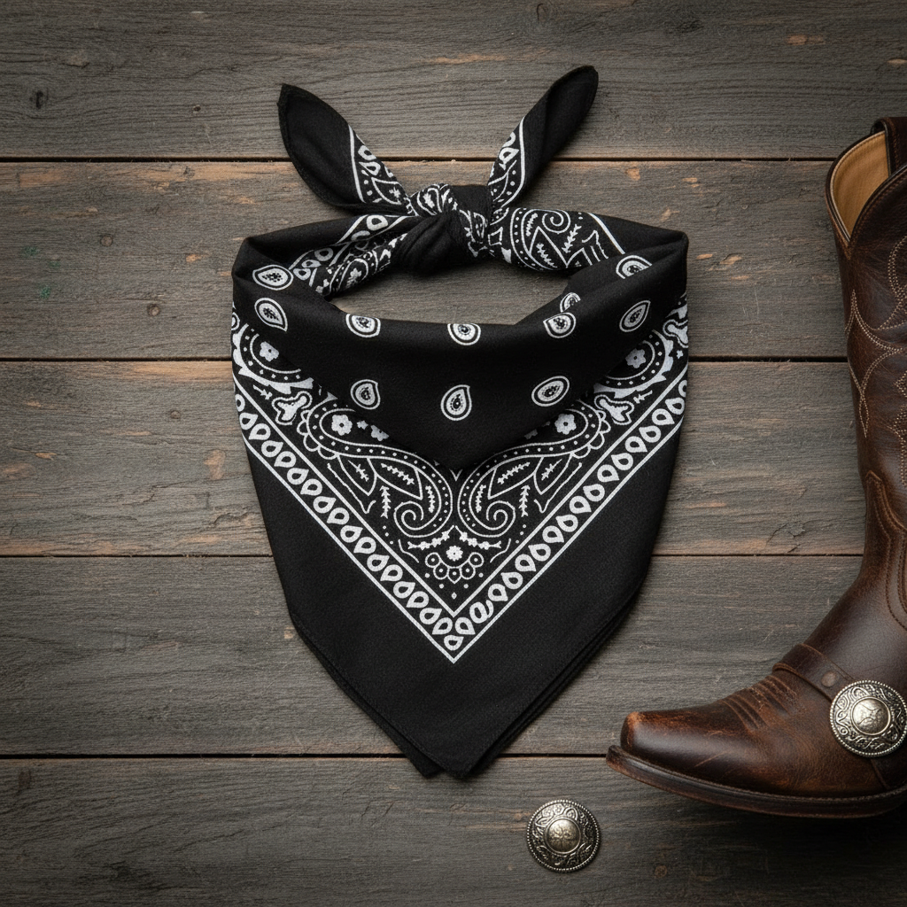 Wicked Costumes Black & White Cowboy Bandana - Paisley Design | Merthyr Tydfil | Why Not Shop Online