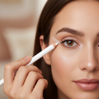 Woman applying Laval Pearl White eyeshadow pencil to brighten inner corner and brow bone