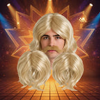 Wicked Costumes Blonde Disco Wig & Moustache - 70s Retro Men's Costume Accessory - Why Not Shop