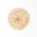 Heat resistant curly messy hair bun in 613 Daisy platinum blonde on pure white background, Amazon and eBay hero shot