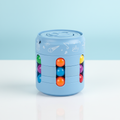 Fidget Can Sensory Spinner Cube on pastel blue background - hero product shot