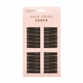 Glamorize Secure Hold Hair Grips 200pk on pure white background, blush pink card packaging with dark brown bobby pins, Amazon hero shot