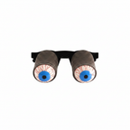 Joke Pop Out Eye Glasses on white background — black frames with spring-loaded cartoon eyeballs