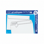 County C6 White Peel & Seal Envelopes 50 Pack on pure white studio background, product centred