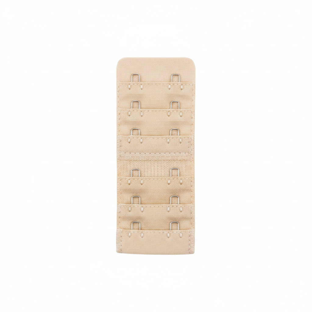Adorn bra extension strap in nude cream beige with silver hooks on white background - Amazon eBay hero shot