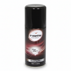 Insette Mens Body Spray Safari 150ml on pure white studio background, deep black aerosol can with crimson swirl label