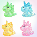 Squeeze unicorn gel and sugar sparkle toy 10cm on pastel gradient background – glittery sensory squeeze toy for kids